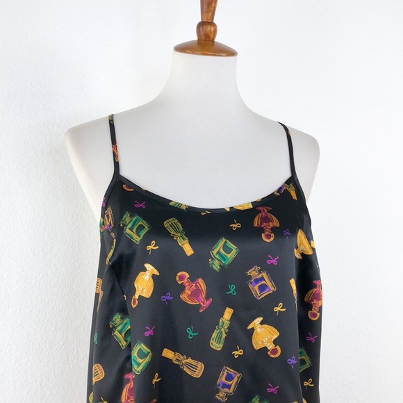 Cacique Black Perfume Print Silky Chemise Slip - Picture 2 of 7